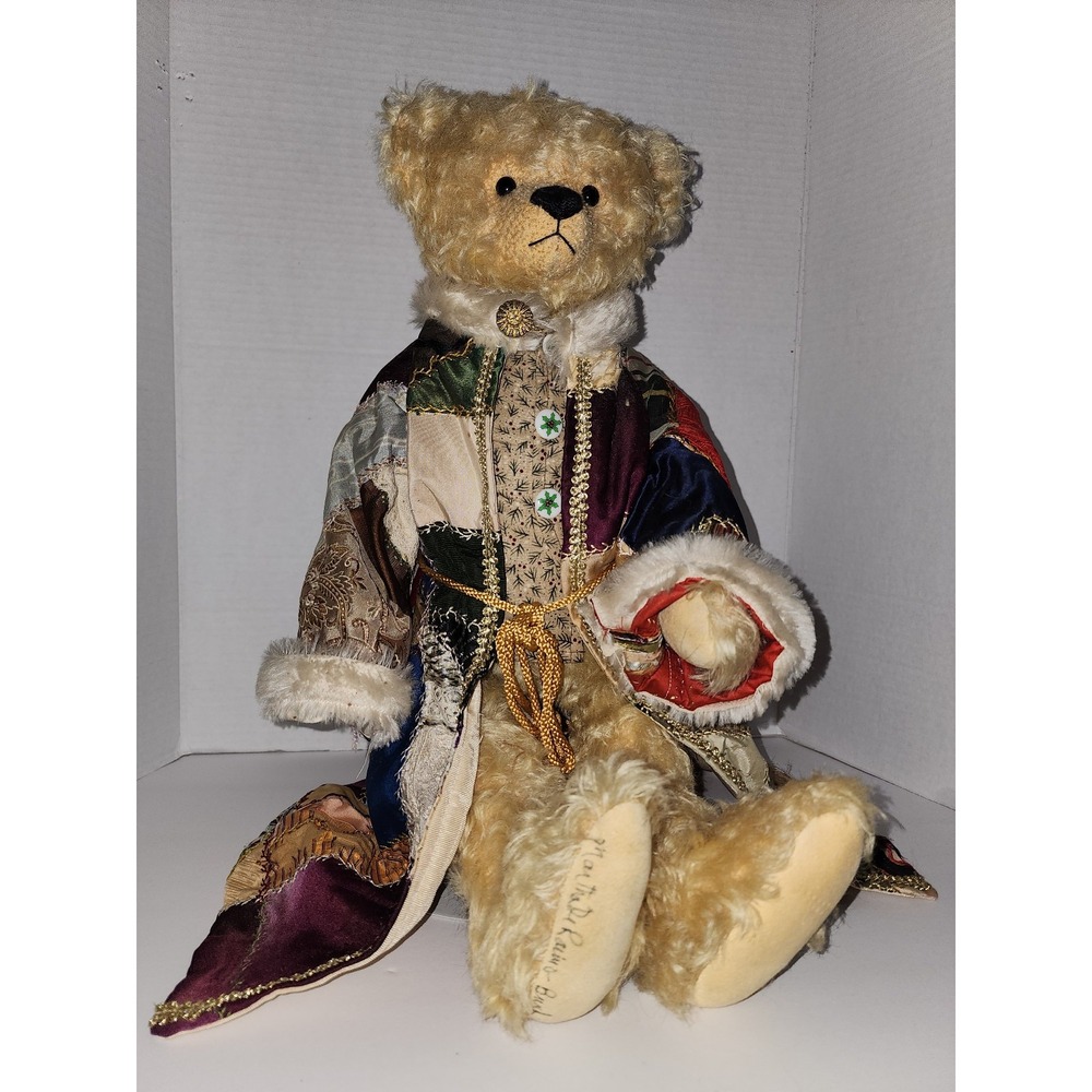 Vintage Martha De Racing Bush Coat of Many Colors Teddy Bear